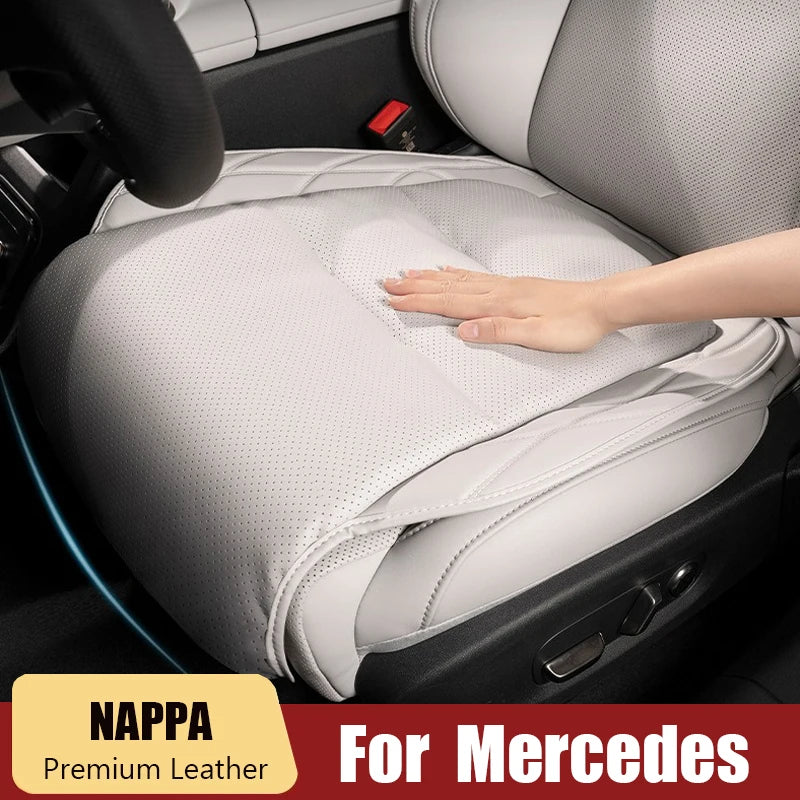 For Mercedes Benz A B E-Class CLA GLC GLB AMG Breathable Leather Car Seat Cushion,Non-Slip Car Interior Backrest Mat Accessories Vue