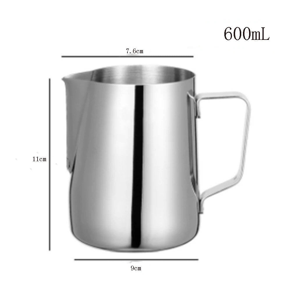 KONCO Stainless Steel Milk Frothing Pitcher, Milk Boiler Cup Jug Creamer Accessories Suitable for Barista, Espresso Machines Vue C(600ml)