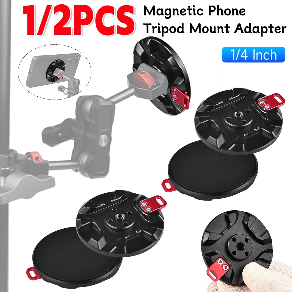 1/4 Inch Screw Hole Magnetic Phone Tripod Mount Adapter for MagSafe Phone Tripod Holder Adapter for Tripod Selfie Stick Vue