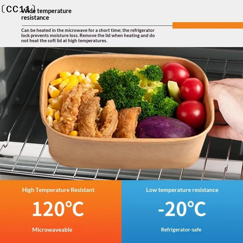 Disposable Lunch Box Kraft Paper Square Fast Food Packing Boxes Bowls Vue