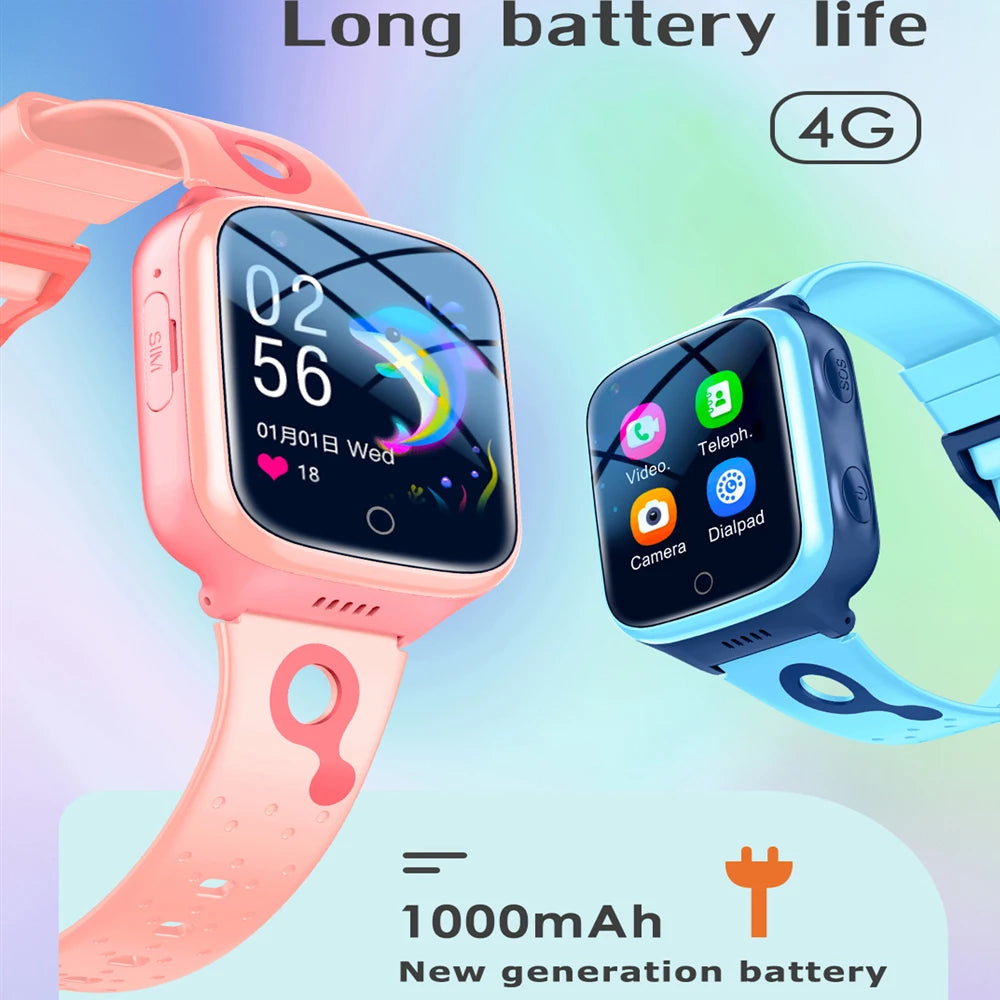 4G Smart Watch Kids GPS Tracker Position Video Call Voice Chat SOS Alarm Smartwatch Camera for Boys Girls Safety Best Gift Vue