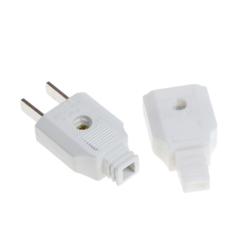 1PCS Whtie US American 2 Flat Pin AC Electric Power Male Plug Female Socket Outlet Adapter Wire Extension Cord Plug Adaptor Vue
