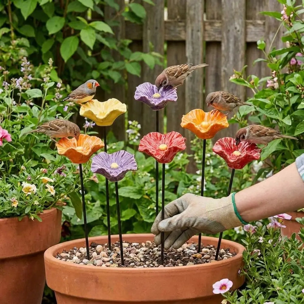 Resin Flower Bee Water Feeder Handcrafted Rust-resistant Butterfly Watering Station Ground Insert UV Resistant Vue