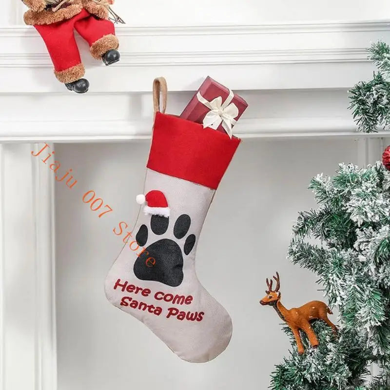 Pet Paw Christmas Stocking 18" – Dog & Cat Holiday Hanging Sock Christmas Stocking Vue