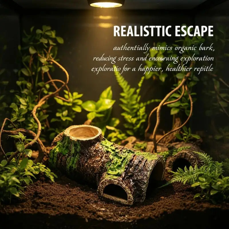 Natural Bark Style Reptile Hideaway Cave Resin Shelter For Lizard Snake Amphibian Hiding Shedding Terrarium Landscape Ornament Vue