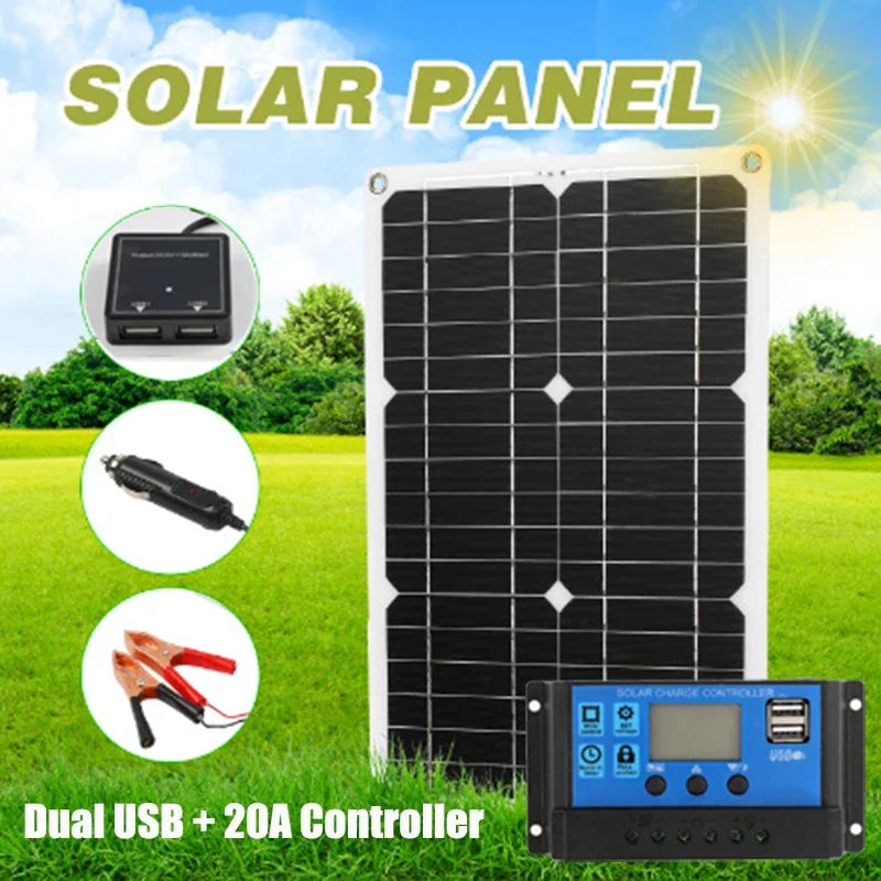 180W 12V Flexible Solar Panel Kit with 20A Charge Controller Solar Panel Kit Vue