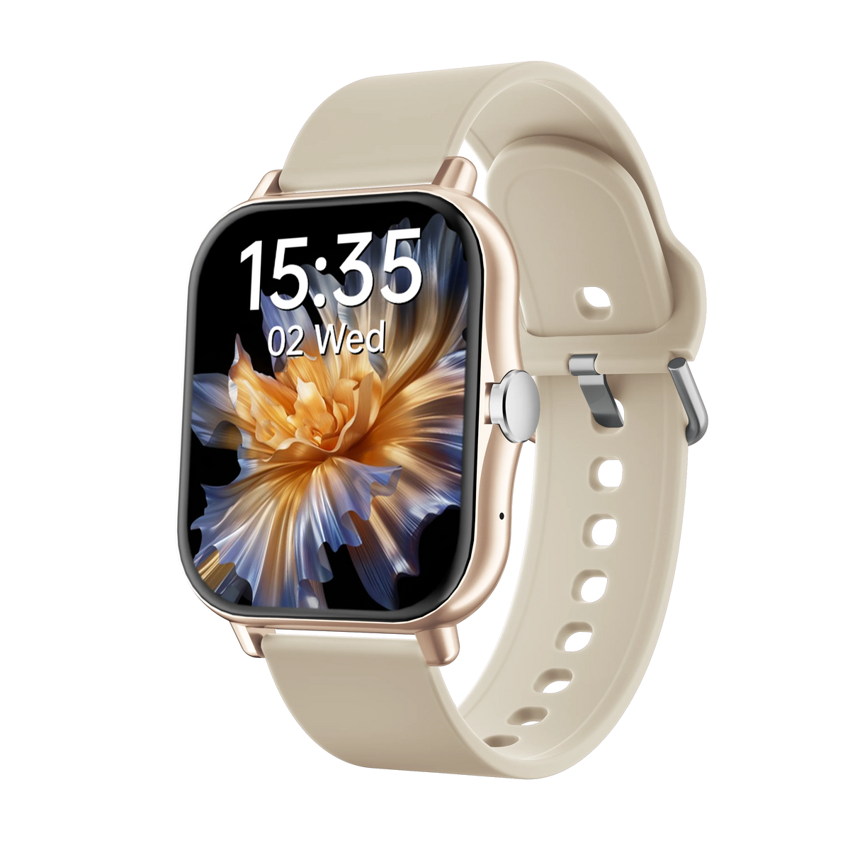 2025 New Square Sport Smartwatch for Android/IOS Heart Rate/Sleep Monitor Fitness Tracker BT Call Smart Watch For Men Women Gift Vue Silicone gold-sx