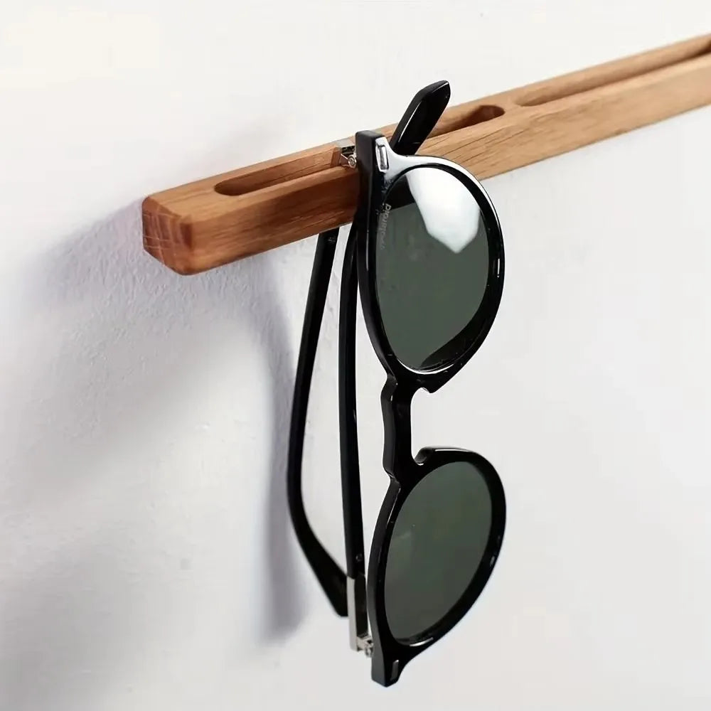 Wall Mounted Sunglasses Storage Rack Wooden No Drill Eyeglasses Display Stand Space-Saving Rectangle Eyeglass Holder Closet Vue