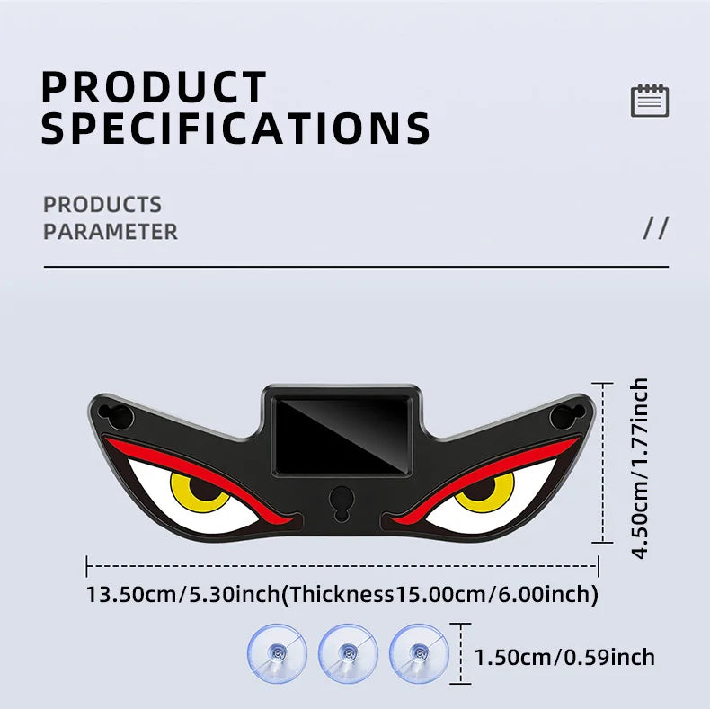 Demon Eye Solar Powered Wireless Car Interior Light, USB Rechargeable Breathing Neon Atmosphere Mood Lamp, Suction Cup Vue