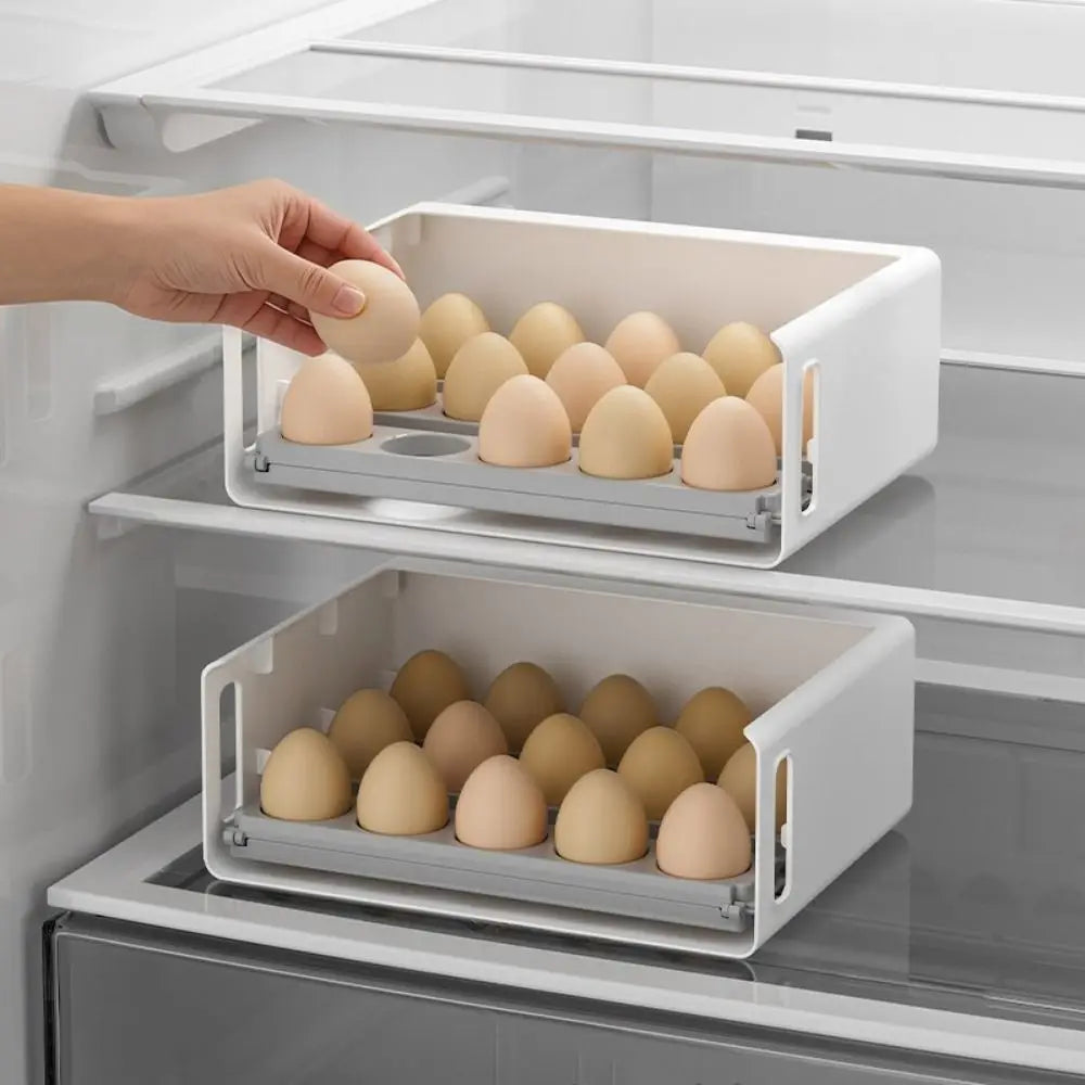 30 Grids 3 Tiers Egg Storage Box Anti-drop Plastic Egg Storage Tray Large Capacity Space Saving Egg Carton Refrigerator Vue
