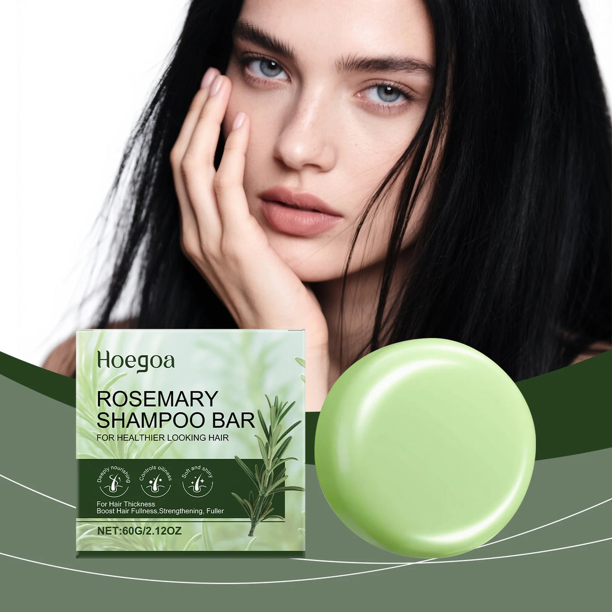 Rosemary Gentle Cleansing Shampoo Bar - Soap Bar for Smoothing, Adding Shine, Nourishing & Caring, Refreshing & Non-Greasy Vue