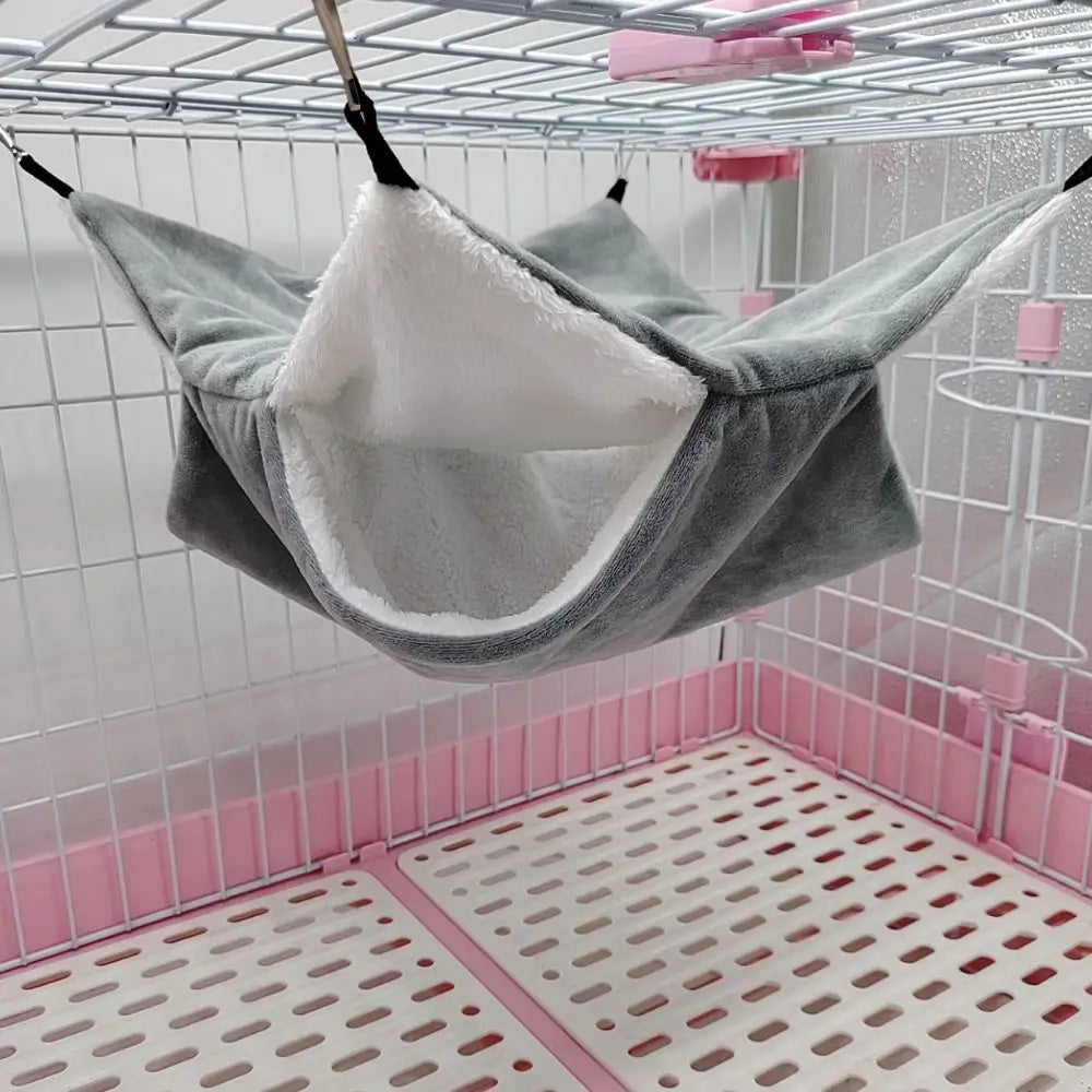 Practical Double-layer Plush Hamster Hammock Warm Thickened Hamster Sleeping Bag Comfortable Hanging Pet Hamster Nest Winter Vue