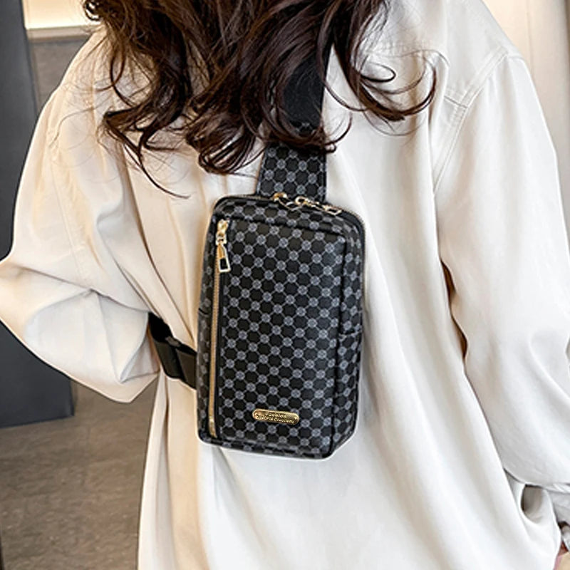 Compact Retro Printed Crossbody Sling Bag Smooth Metal Zipper