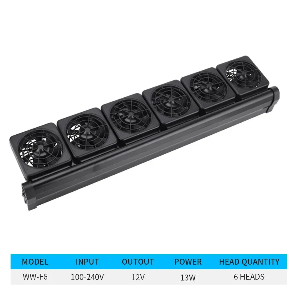 1-6 Heads 100V-240V Aquarium Cooling Fan Adjustable Aluminum Alloy Fish Tank Cooling Fan for Aquarium Fish Tank Chillers 어항 히터 Vue WW-F6 UK Plug