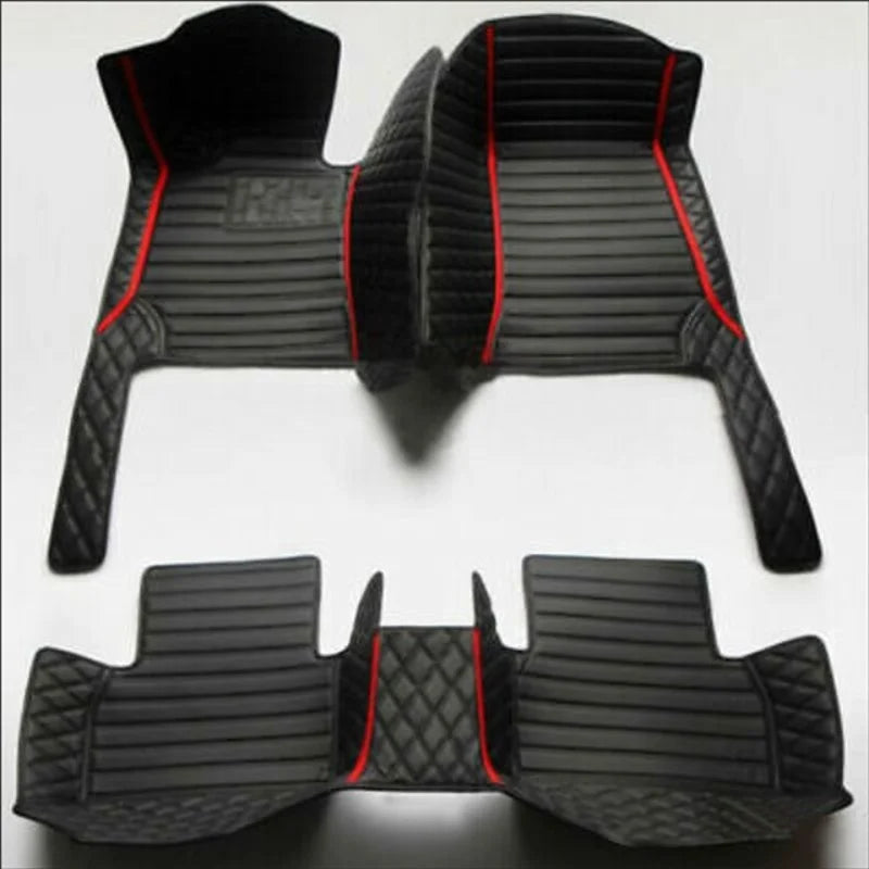Custom Car Floor Mats for Kia Sorento Hybrid 5/7seats 2006-2017-2025 All Weather CarpetAnti-Slip Auto Foot leather Accessories Vue black red red 2013-2014 5 seats
