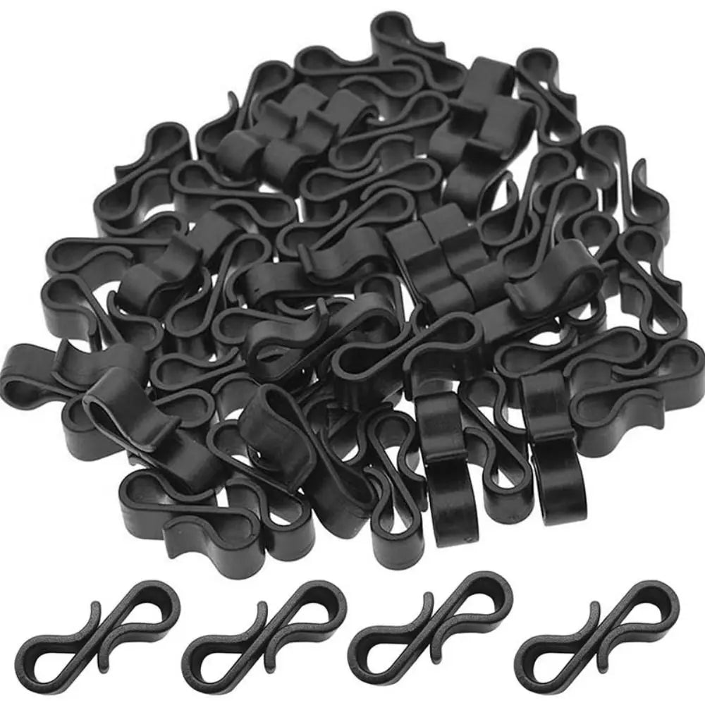 50pcs Durable S-shaped Light String Hook Clip Firm Gutter Hooks Plastic Black/White Elastic Tightening Hooks Festival Vue