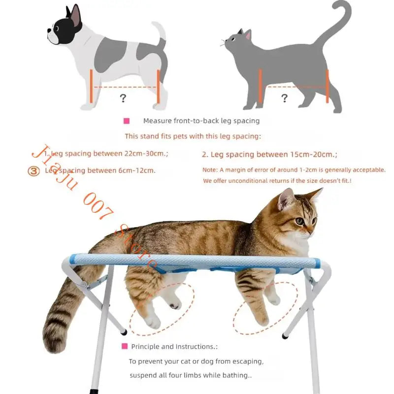 Foldable Pet Bathing Stand & Grooming Hammock | Blue Pet Grooming Stand Vue