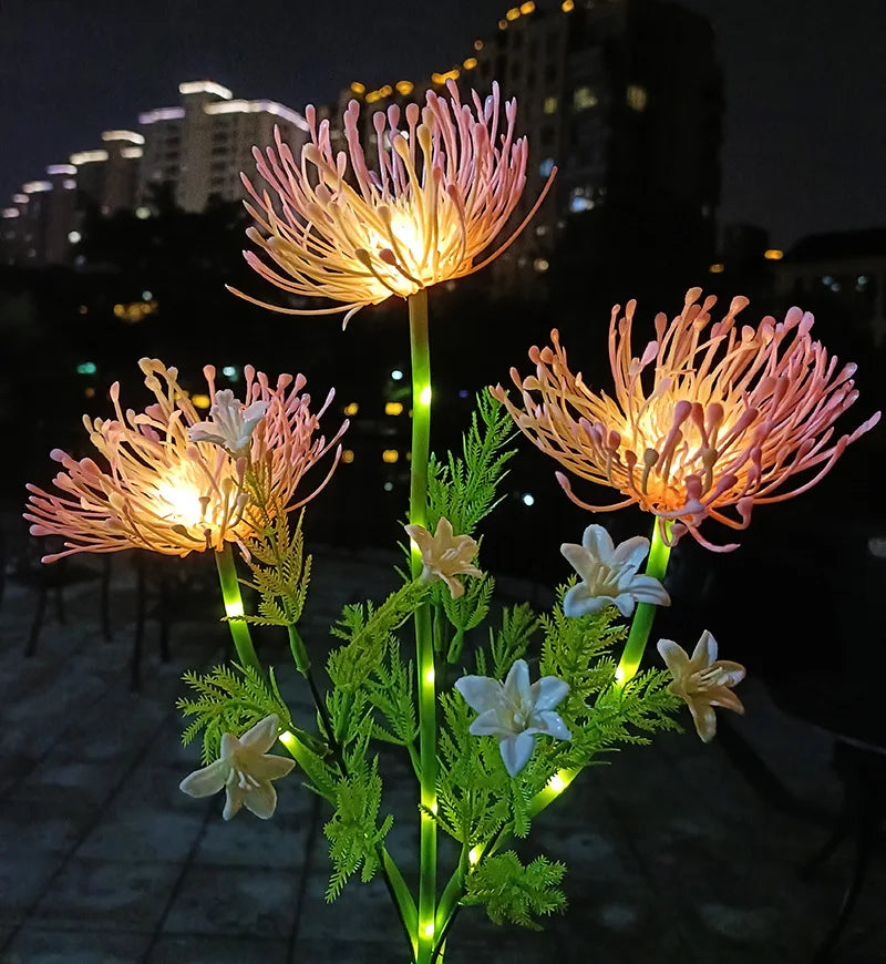 Solar Garden Lights Solar Flowers Lights with Glowing Flowers Solar Panel, Solar Lights Outdoor for Garden Decoration Yard Vue pink 1pcs