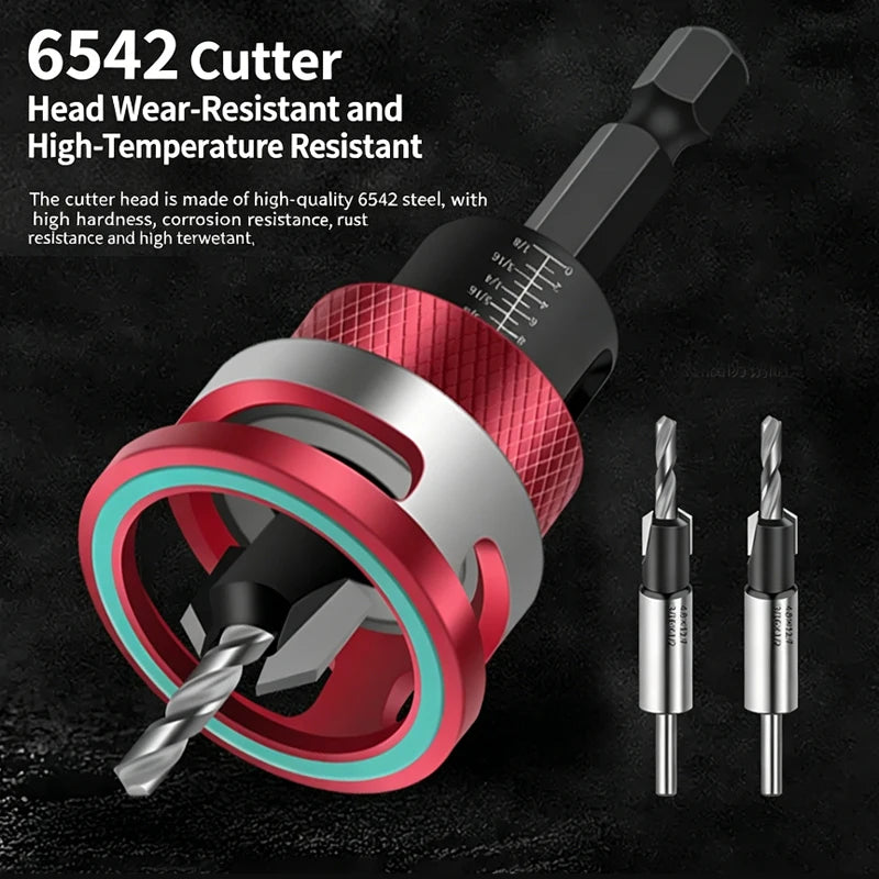 5pcs Countersink Drill with Depth Stop M2 Pre-Drill with Ball Bearing 1/4 Inch Hex Shank Precise Countersink Wood for Workshop Vue