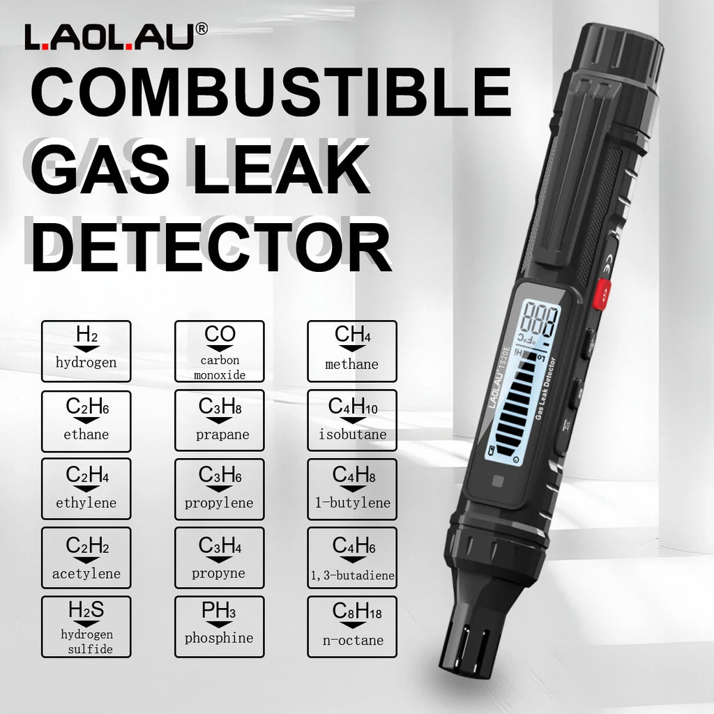 Portable Natural Gas Leak Detector Household Combustible Gas Tester Audible & Visual Alarm Detect Methane Propane Natural Gas Vue