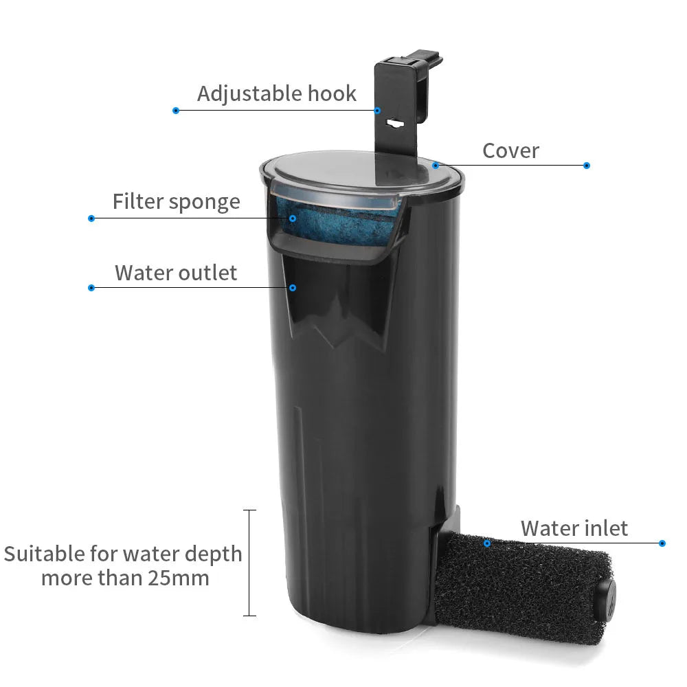 Turtle Tank Low Water Level Filter Small Fish Tank Waterfall Style Filtration Water Purification Circulation Filter Pumps Vue