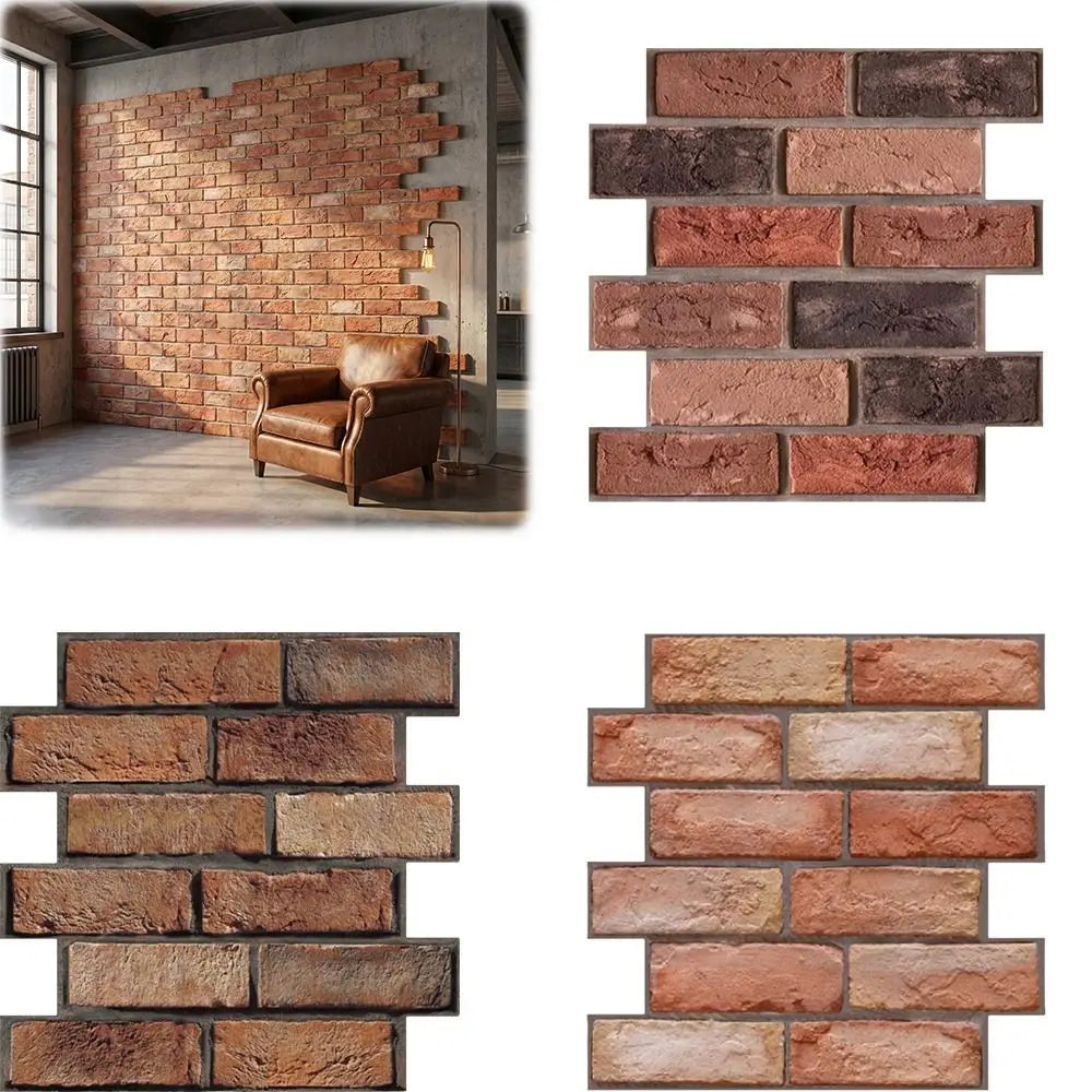 Waterproof 3D Imitation Brick Wall Stickers Lightweight PVC Moisture-proof Self-Adhesive 3D Wall Panel Self-adhesive 30cmX30cm Vue