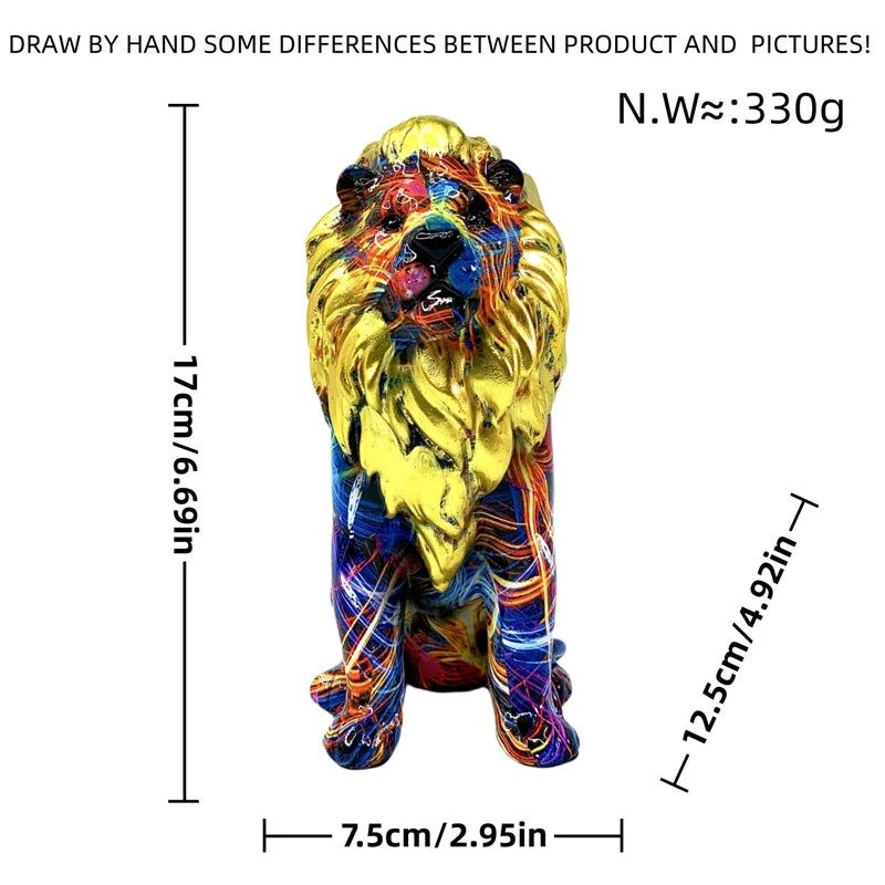 Colorful Resin Lion Statue Decorative Figurine For Home Office Desk Living Room Entryway Tabletop Elegant Gift For Women Couples Vue