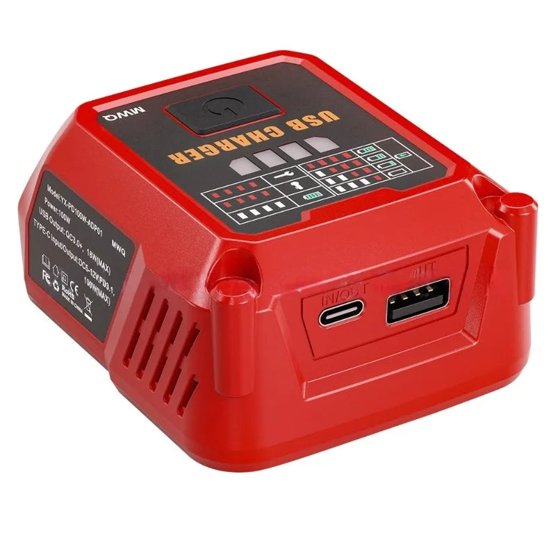 100W Fast Charging Station with USB Type-C Port Charging for Makita/DL/Milwaukee/Bosch 18V/20V Batteries Portable Power Inverter Vue