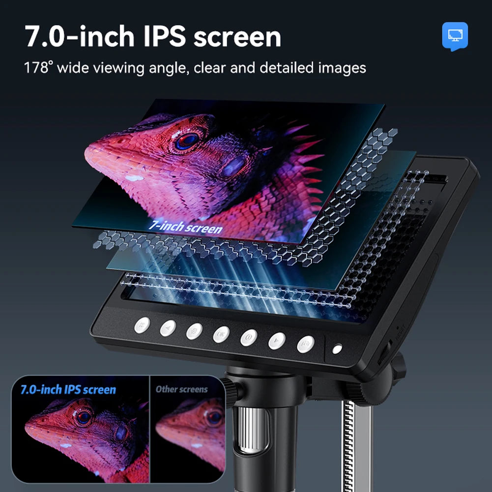 ALLOYSEED 7" IPS Digital Microscope 5MP 1200X 8 LED HD Digital Microscope Vue