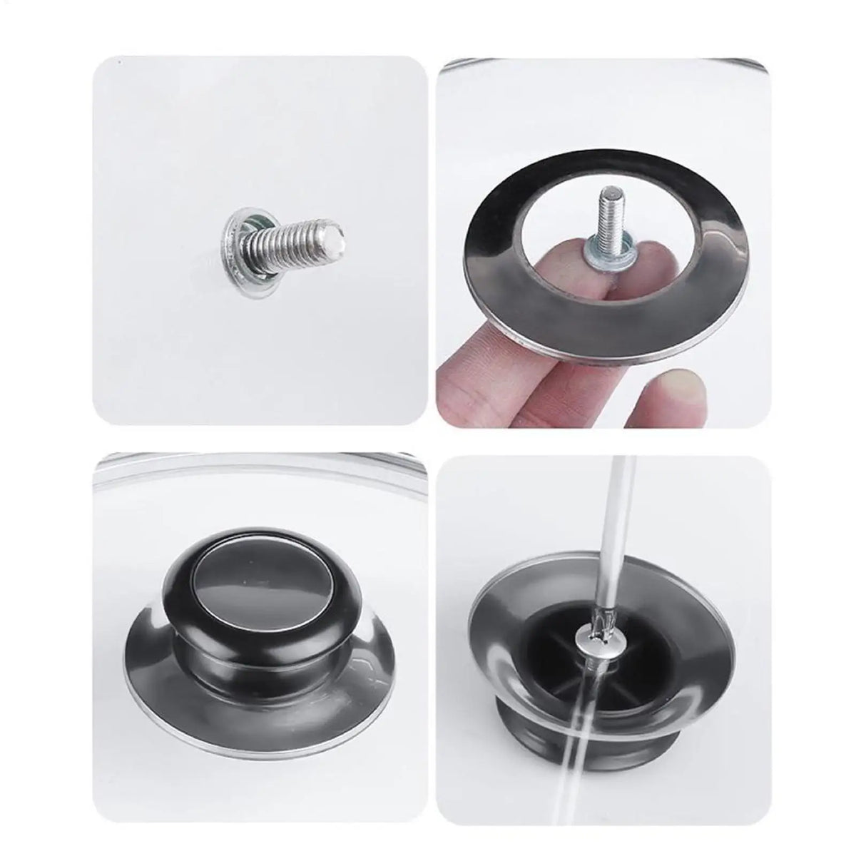 Sturdy Stainless Steel Pot Cover Replacement Knob Practical Universal Pot Lid Grip Firm Fixing Cookware Handle Spare Parts Vue