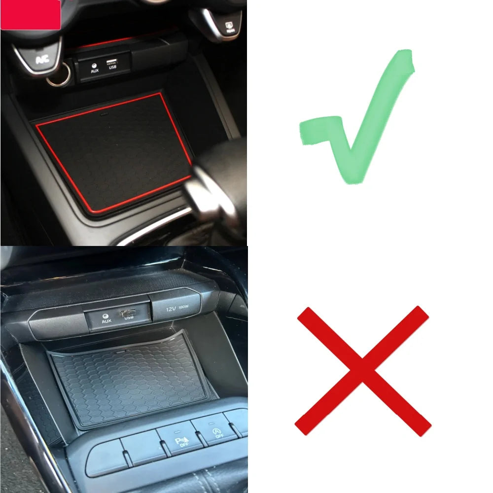 Smabee for Kia Rio 4 X-Line 2017 - 2022 2023 2024 Anti-Slip Gate Slot Cup Holder Mat Non-slip Pad Interior Accessories 18pcs/Set Vue