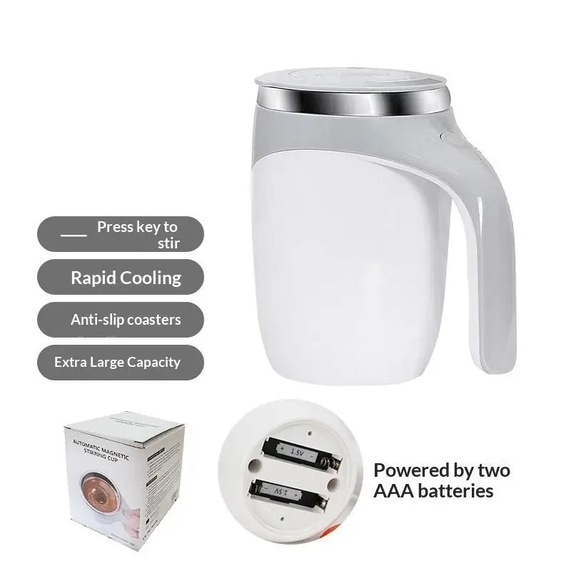 380ml Self Stirring Mug Automatic Magnetic Self Stirring Coffee Mug Travel Coffee Cup Insulated Rotating Mixing Cup〔CC11〕 Vue White