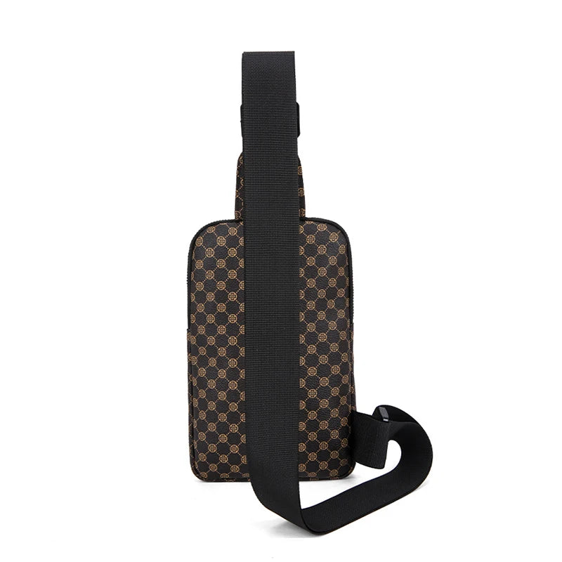 Classic Rhombus Print Rider Chest Crossbody Bag Water Resistant