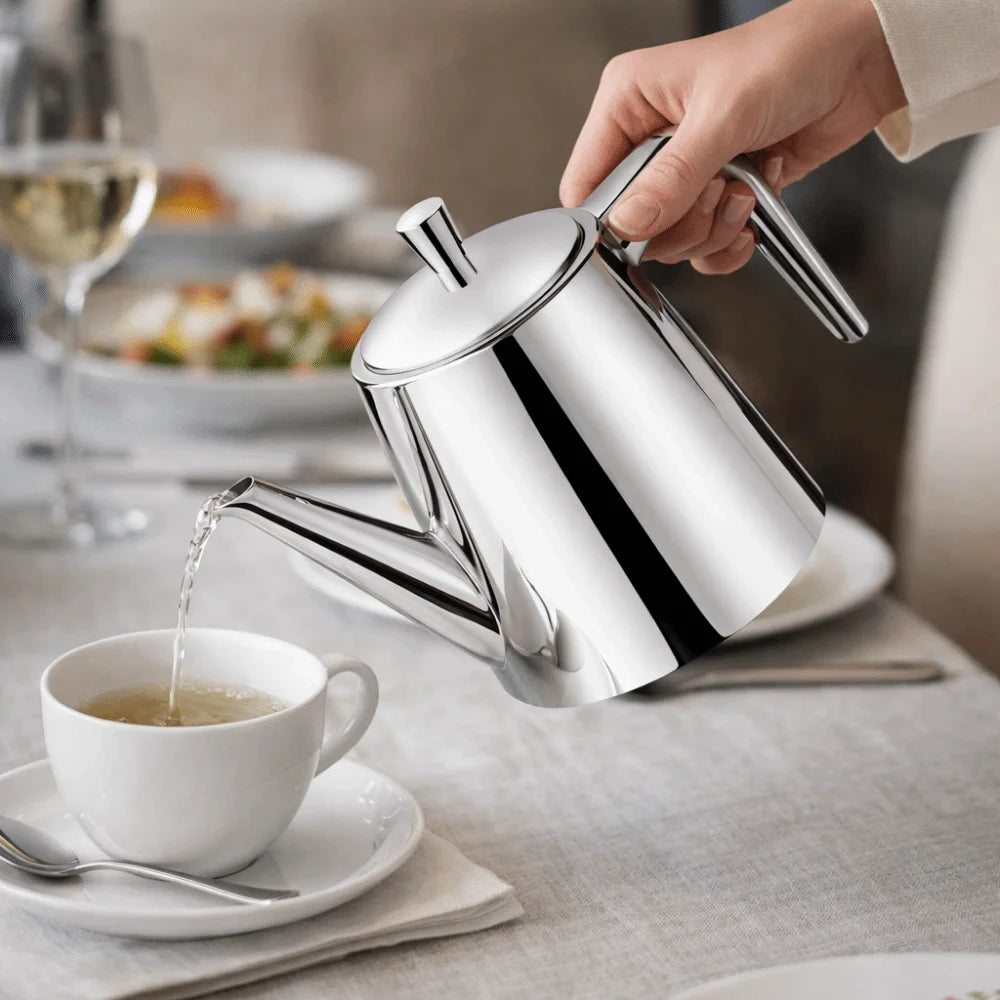 2 in 1 Stainless Steel Long Spout Teapot with Filter Rustproof Tea Kettle Large Capacity Mirror-like Hotel Teapot Vue