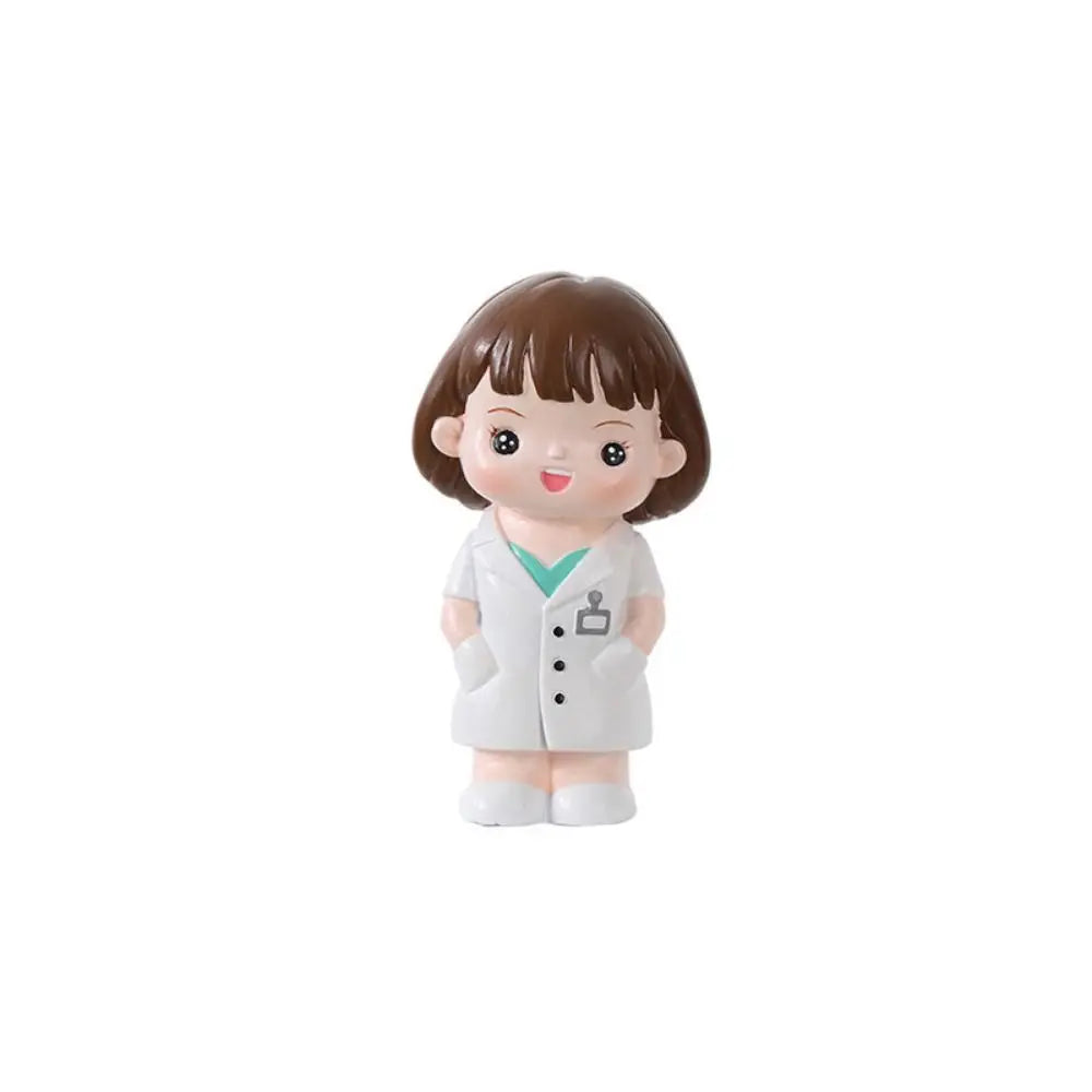 Funny Cartoon White Nurse Figurine Handmade Cute Doctor Model DlY Landscaping Nurse Baking Ornaments Office Vue style 3