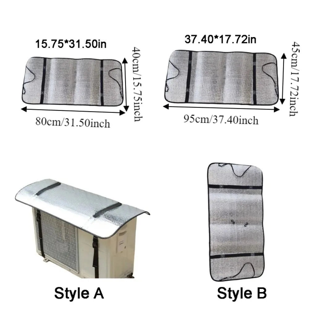 Aluminum Foil Air Conditioning Cover Energy Saving Windproof Air Conditioning Protective Sleeve Waterproof with Elastic Band Vue