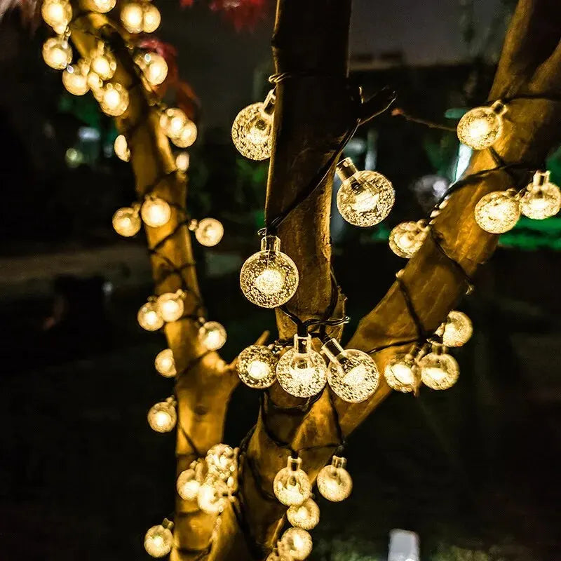 Solar Bubble Balls Lamp String Lights Outdoor Water Drops Outdoor Waterproof Orb Christmas Lights Patio Holiday Party Vue