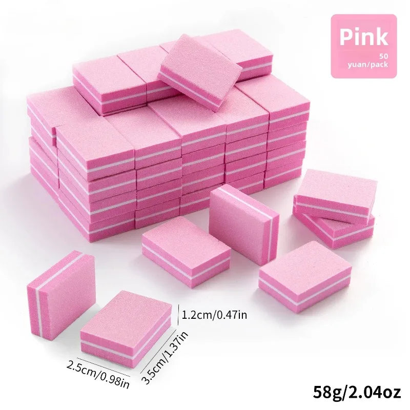 50pcs Colorful Two-sided Mini Nail File Blocks 100/180 Grit Sponge Nail Buffer Manicure Polishing Tools Wholesale Lot Vue