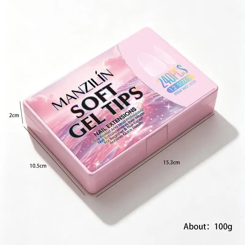 240Pcs Short Almond Matte Gel Nail Tips Coffin Stiletto Fake Press On Nails Salon Manicure Tool Vue