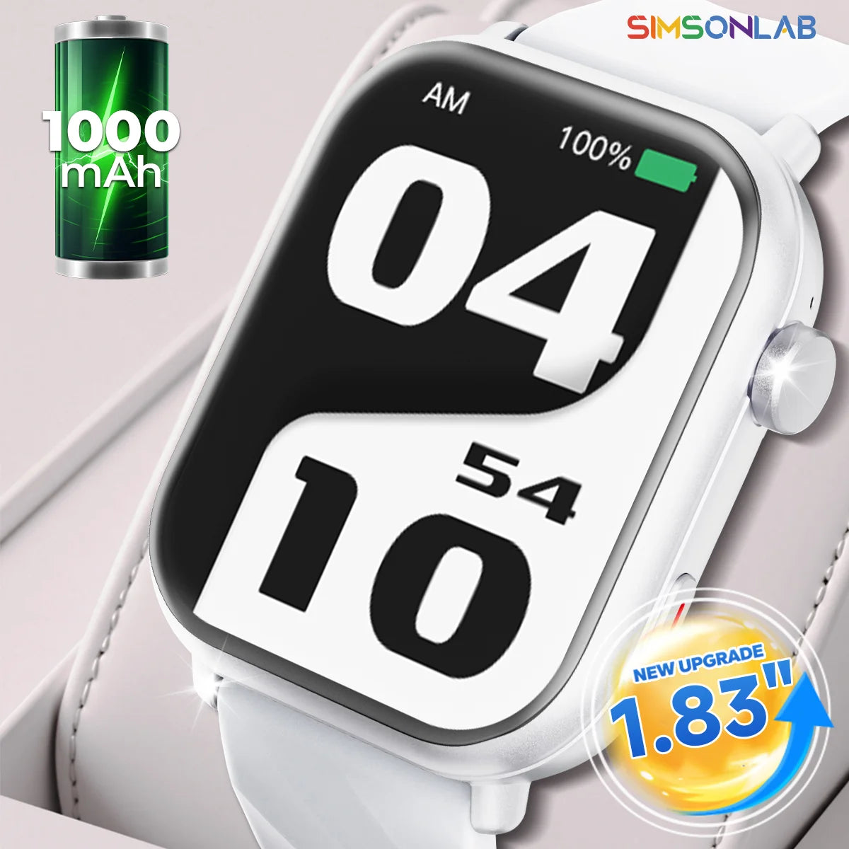 NEW Sport Smartwatch for Android&IOS Bluetooth Call Voice Assistant 1000mAh Large Battery Music Control Men Women Christmas Gift Vue