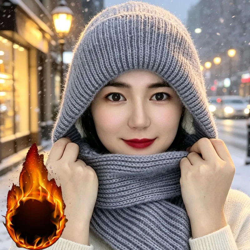 1-5pcs Winter Hat and Scarf Set for Women Fleece Lined Thick Knit Warm Windproof Neck Warmer for Outdoor Skiing Cold Weather Vue