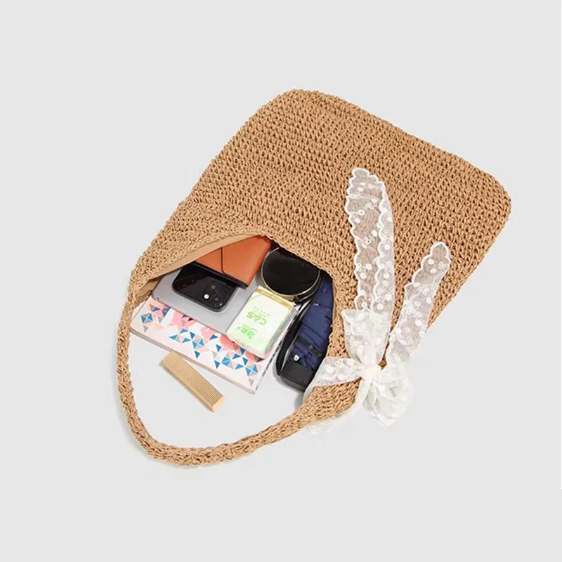 Women Straw Woven Bag Fashion Shoulder Large Capacity Tote