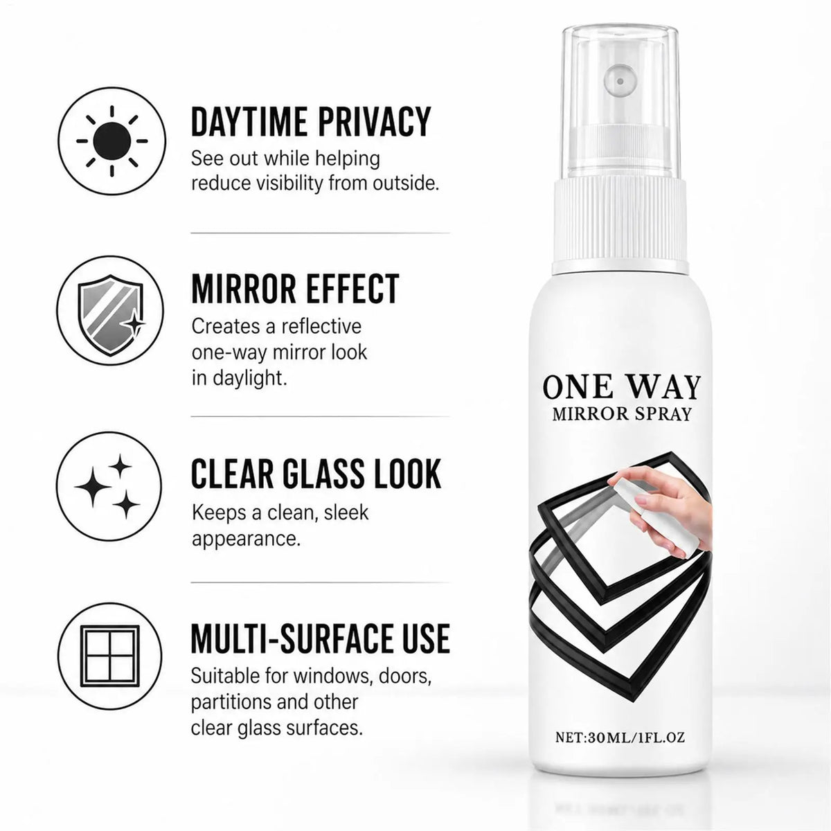 Glass Reflective Coating Spray 30ml Heat Insulation Quick Drying Window Protective Agent for Car Home Reflective Film Spray Vue