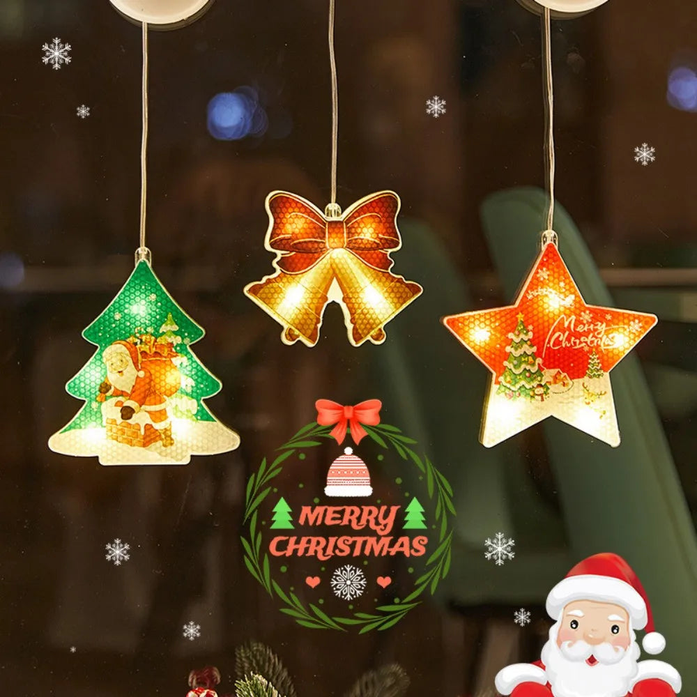 1PC Christmas leather wire suction cup lamp,powered by 3AAA batteries,excluding battery,Used for holiday and room decoration Vue