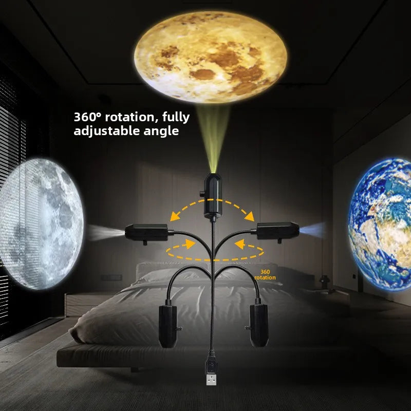 1 lamp 6 planet slidesCreative Moonlight LED Projector Nightlight Dimmable Projection Night Light Ideal Bedroom Home Decoration Vue