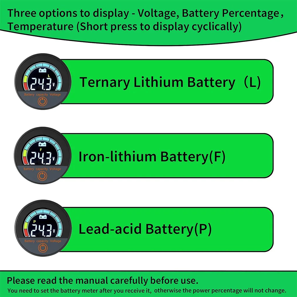 LCD Battery Voltage Meter DC 8-100V Waterproof Digital Gauge Digital Voltage Meter Vue