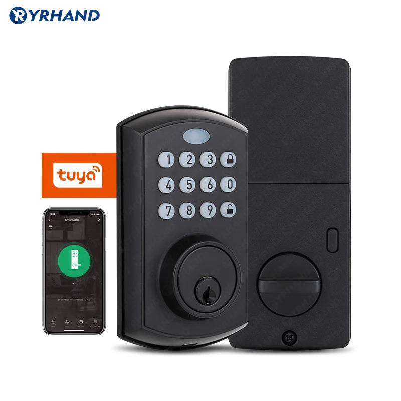 YRHAND Security Fechadura Eletronica Waterproof NFC card Biometric Deadbolt Keyless Auto Lock Without Handle Tuya Smart Lock Vue A01TYB China Mainland