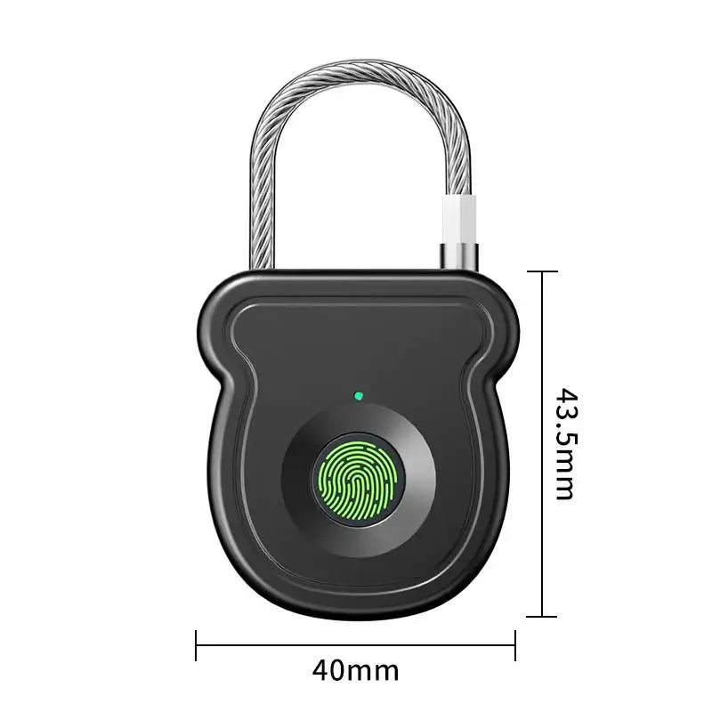 Portable Keyless Fingerprint Lock USB Charging 0.5sec Unlock Smart Padlock Anti-theft Door Lock ABS Material Fingerprint Lock Vue black