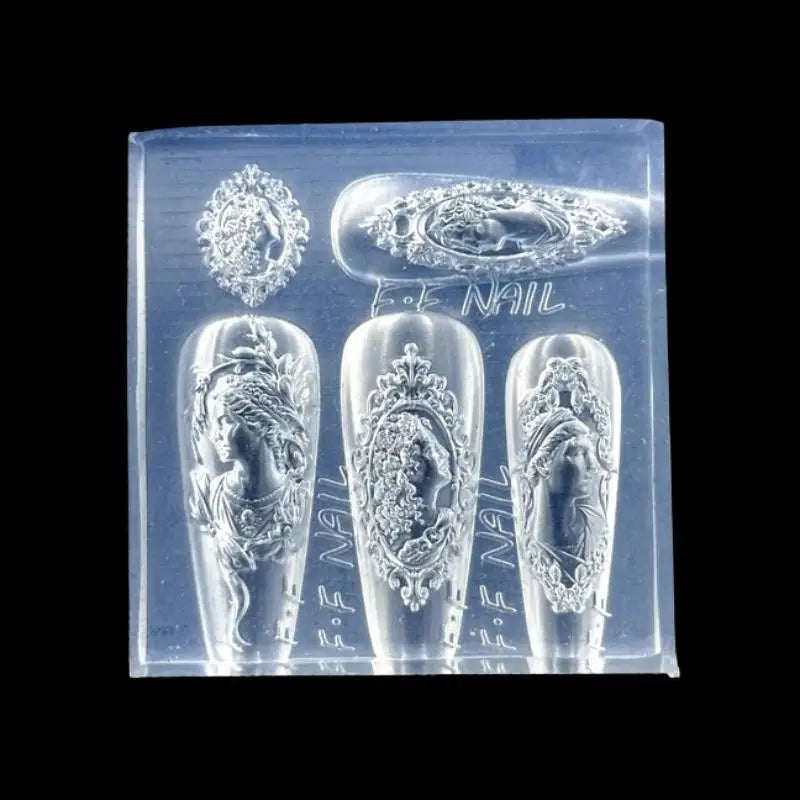 European Style Photo Frame 3D Silicone Nail Mold DIY Bow Design Transparent Manicure Template Nail Art Decoration Tool Vue