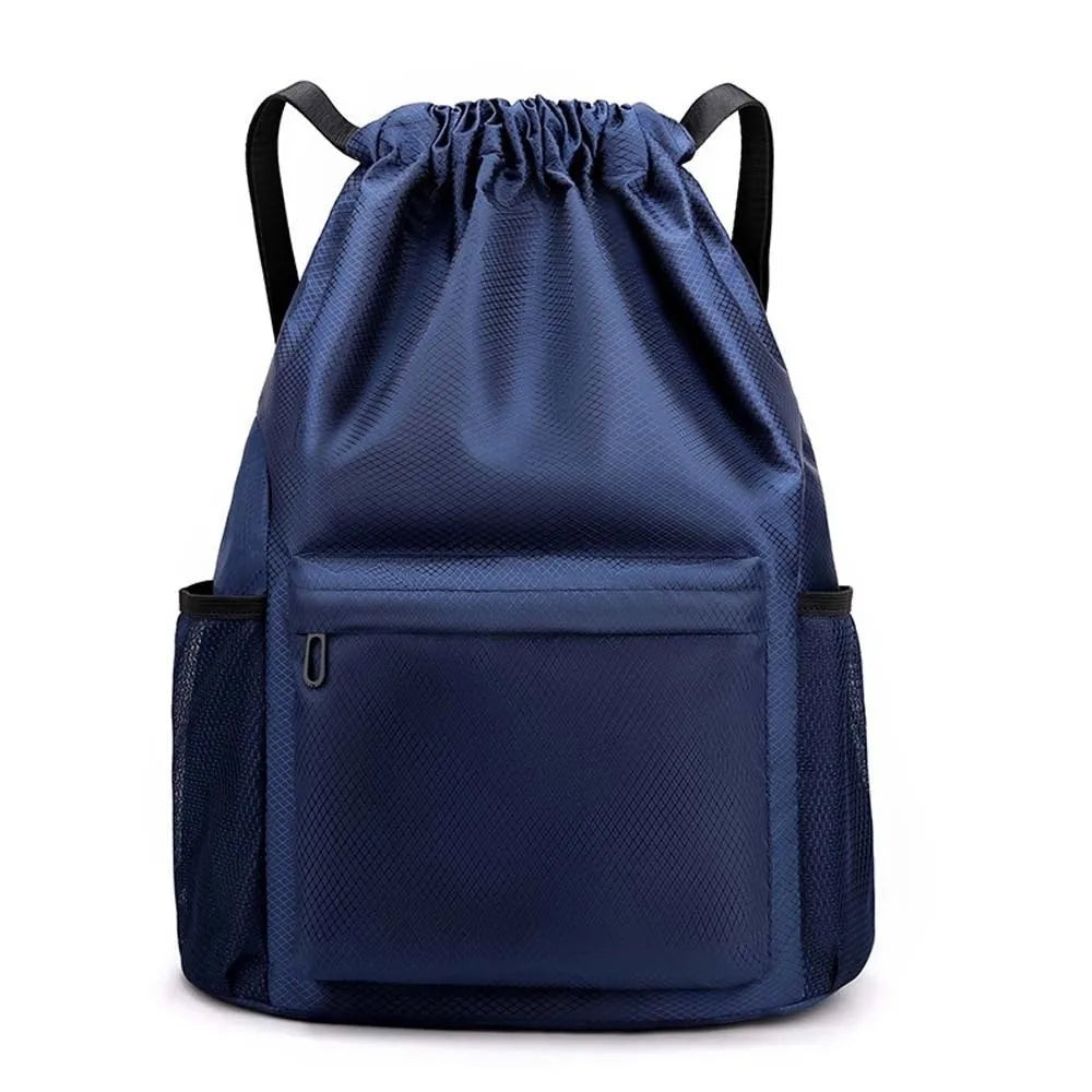 Portable Gym Drawstring Bag Quick Drying Large Capacity Oxford Cloth Backpack Adjustable Straps Anti-splash Water Vue Dark Blue